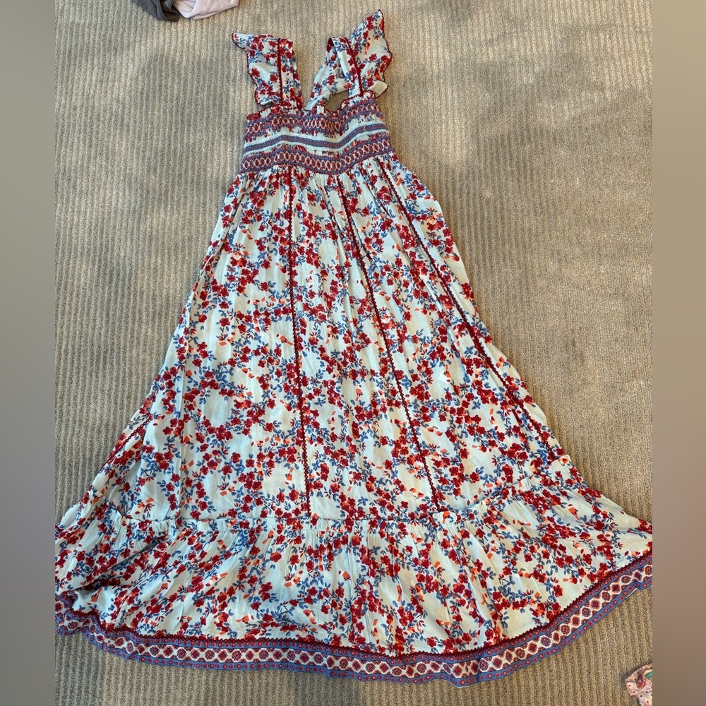 Poupette St. Barth Floral Kids Dress - Red and Blue